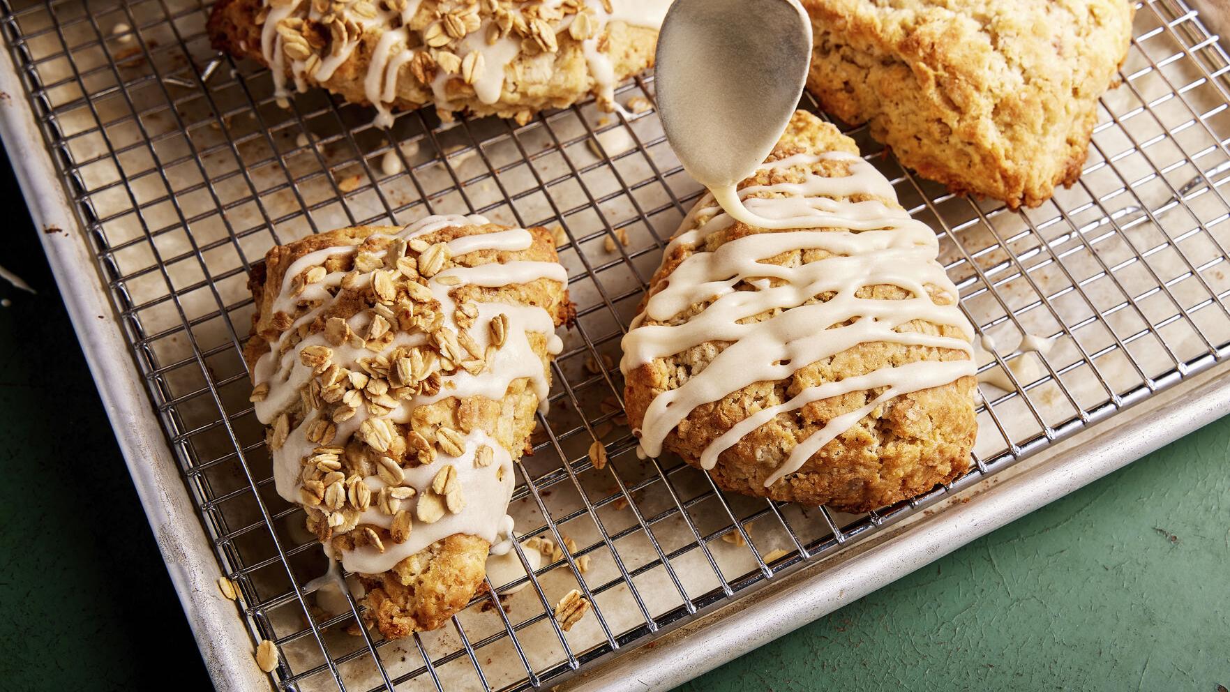 Toasted oats add flavor and crunch to hearty maple scones